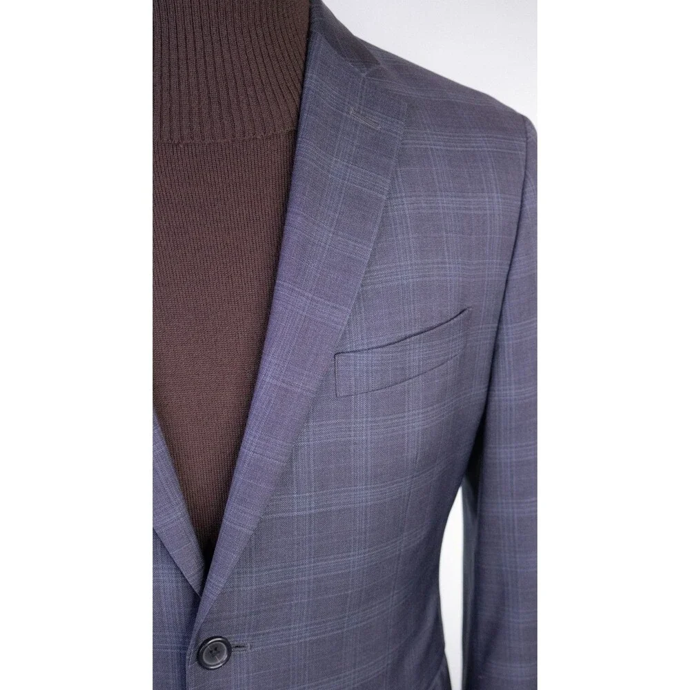 BANANA REPUBLIC Blazer Sport Coat 2 Button Casual Jacket Sz 38S 100% Wool Plaid